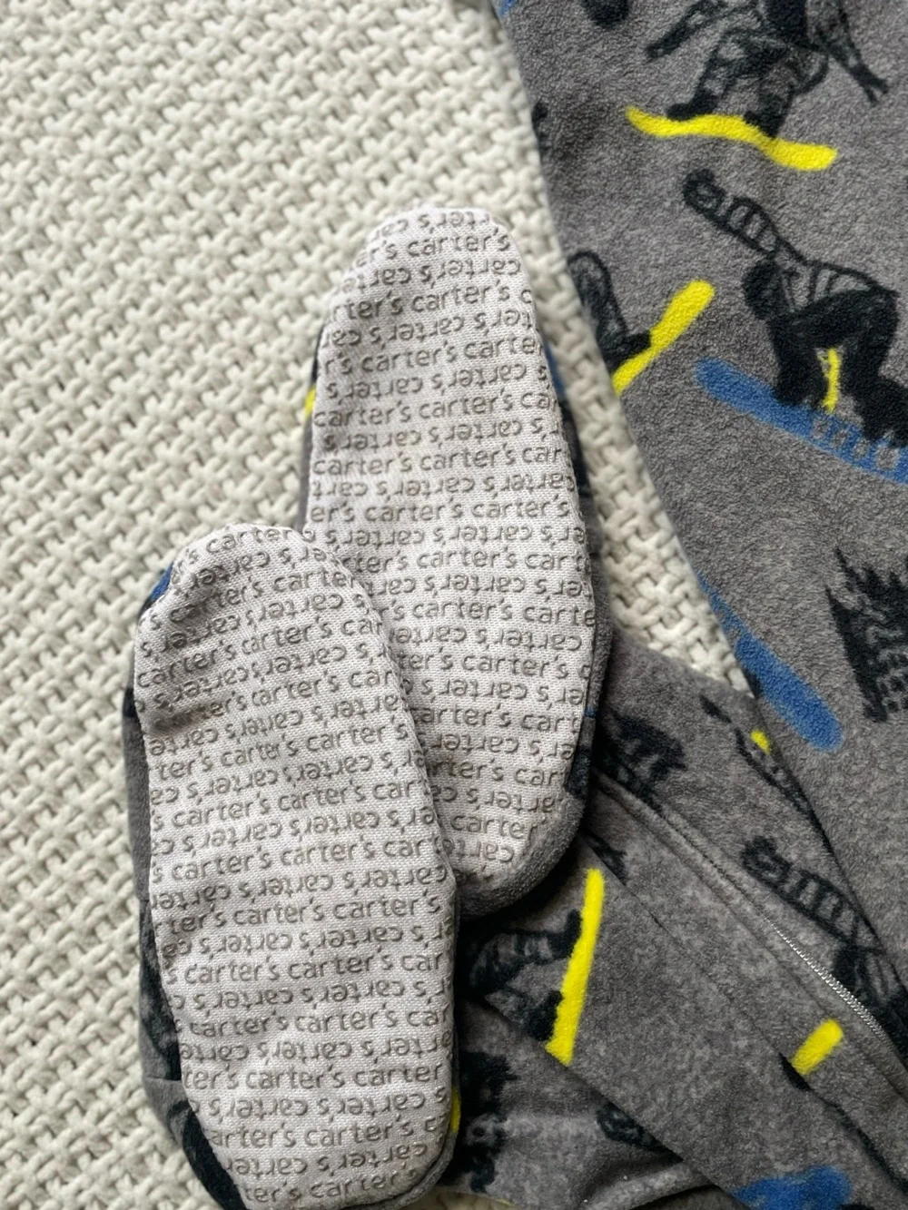 Kids Gray Ski Print One-Piece Pajamas